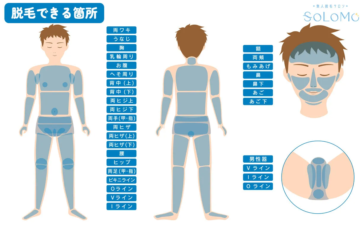 男性の脱毛パーツ